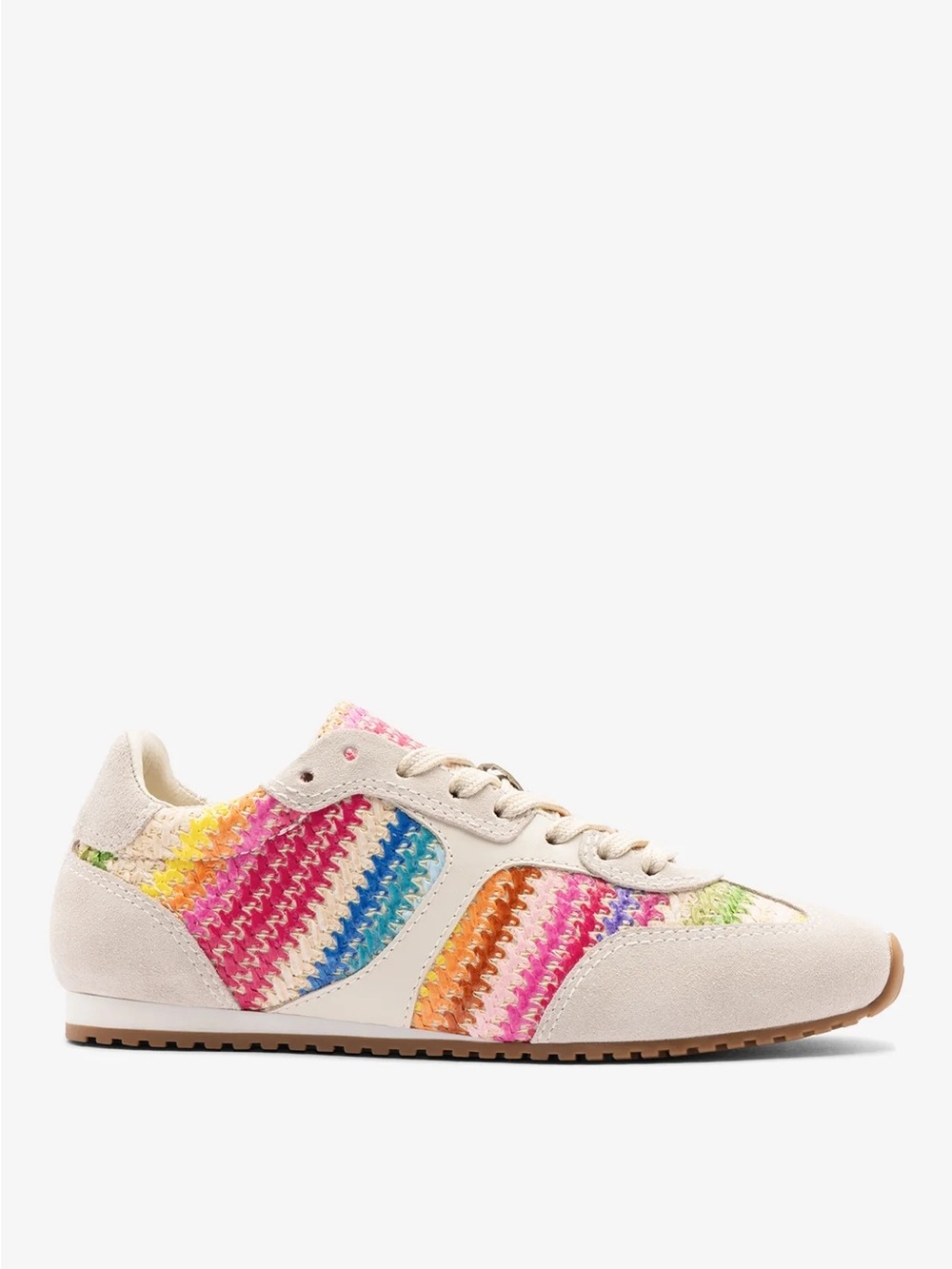 Larroude Stella Sneaker in Rainbow Raffia